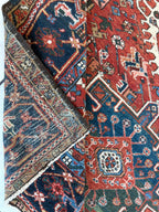 Antique Persian Heriz Carpet, Karaja Style — 1900s | 4'9" x 6'