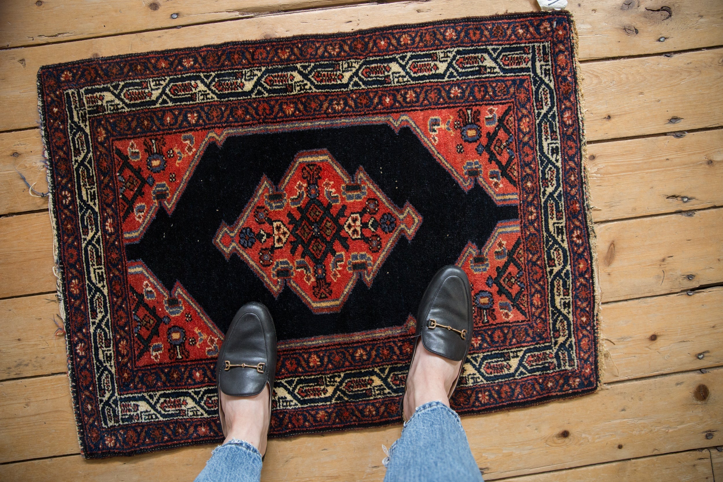 Vintage Persian Malayer Rug Mat — 1940s | 2'3" × 2'11"