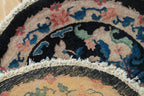 Antique Chinese Nichols Art Deco Round Rug Mat — 1930s | 2'4" × 2'5"