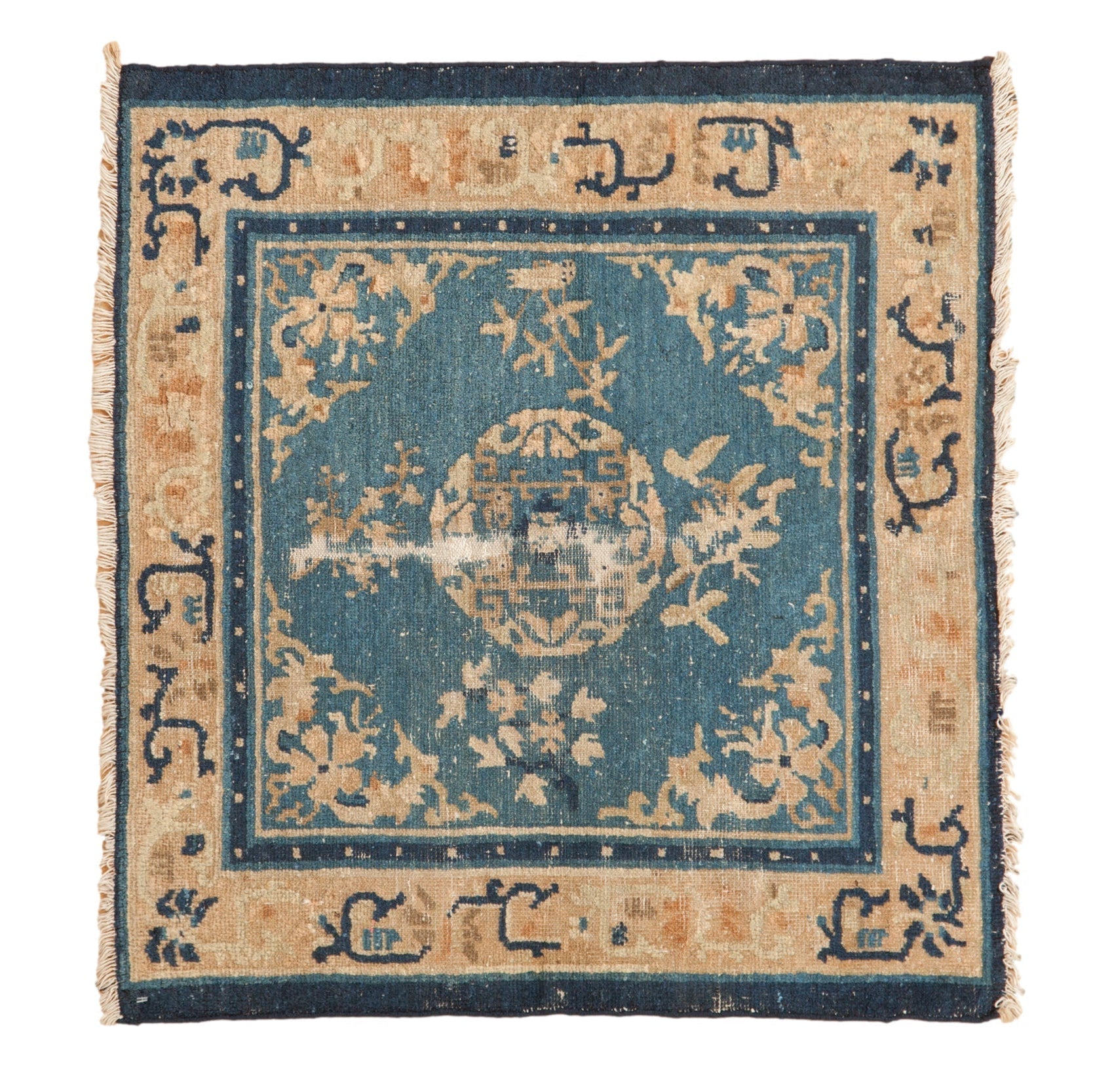 Antique Chinese Peking Square Rug — 1910s | 2'9" × 3'
