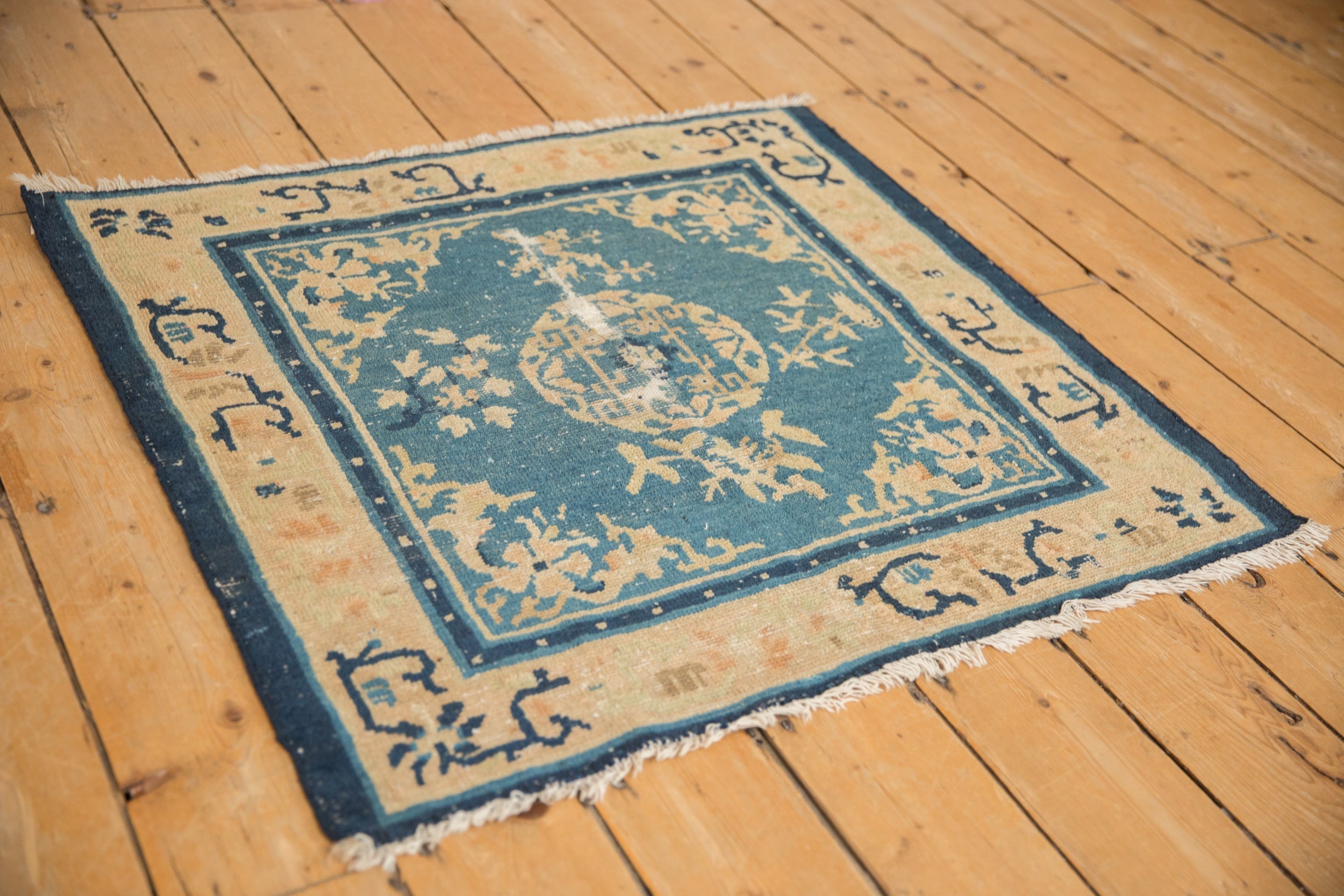 Antique Chinese Peking Square Rug — 1910s | 2'9" × 3'