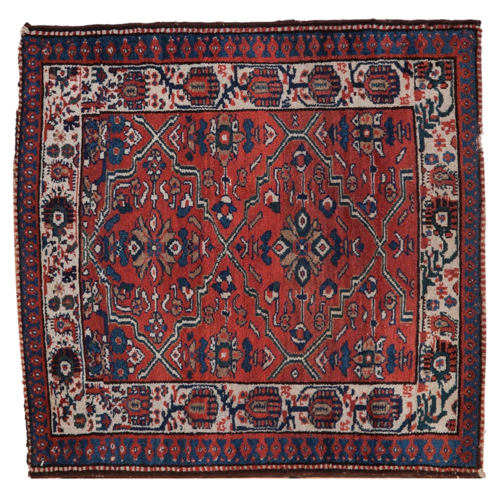 Vintage Persian Malayer Square Rug — 1940s | 2'8" × 2'10"