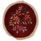 Antique Chinese Art Deco Round Rug Mat — 1930s | 2' × 2'2"