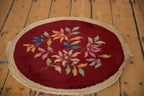 Antique Chinese Art Deco Round Rug Mat — 1930s | 2' × 2'2"