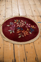 Antique Chinese Art Deco Round Rug Mat — 1930s | 2' × 2'2"