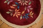 Antique Chinese Art Deco Round Rug Mat — 1930s | 2' × 2'2"