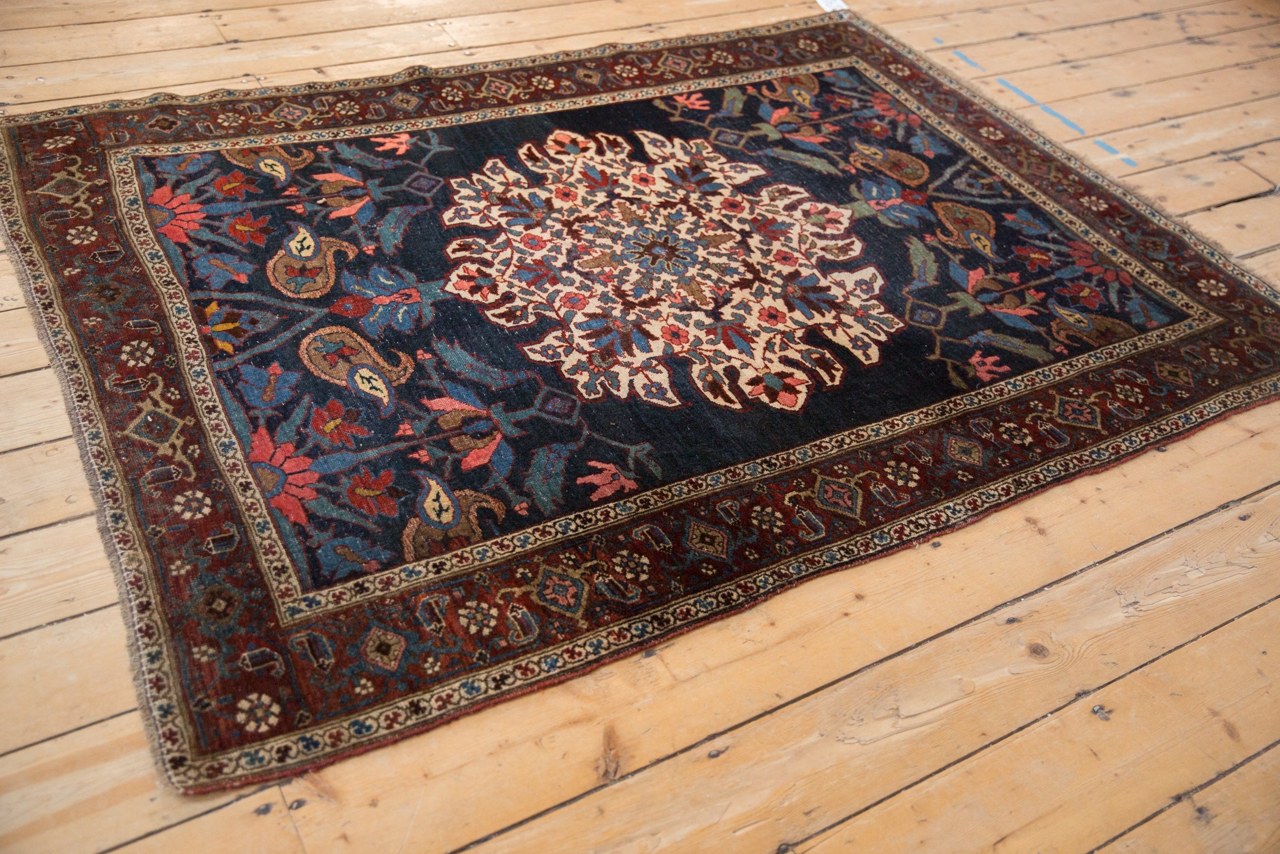 Antique Persian Kurdish Bijar Rug — 1920s | 4'6" x 6'1"