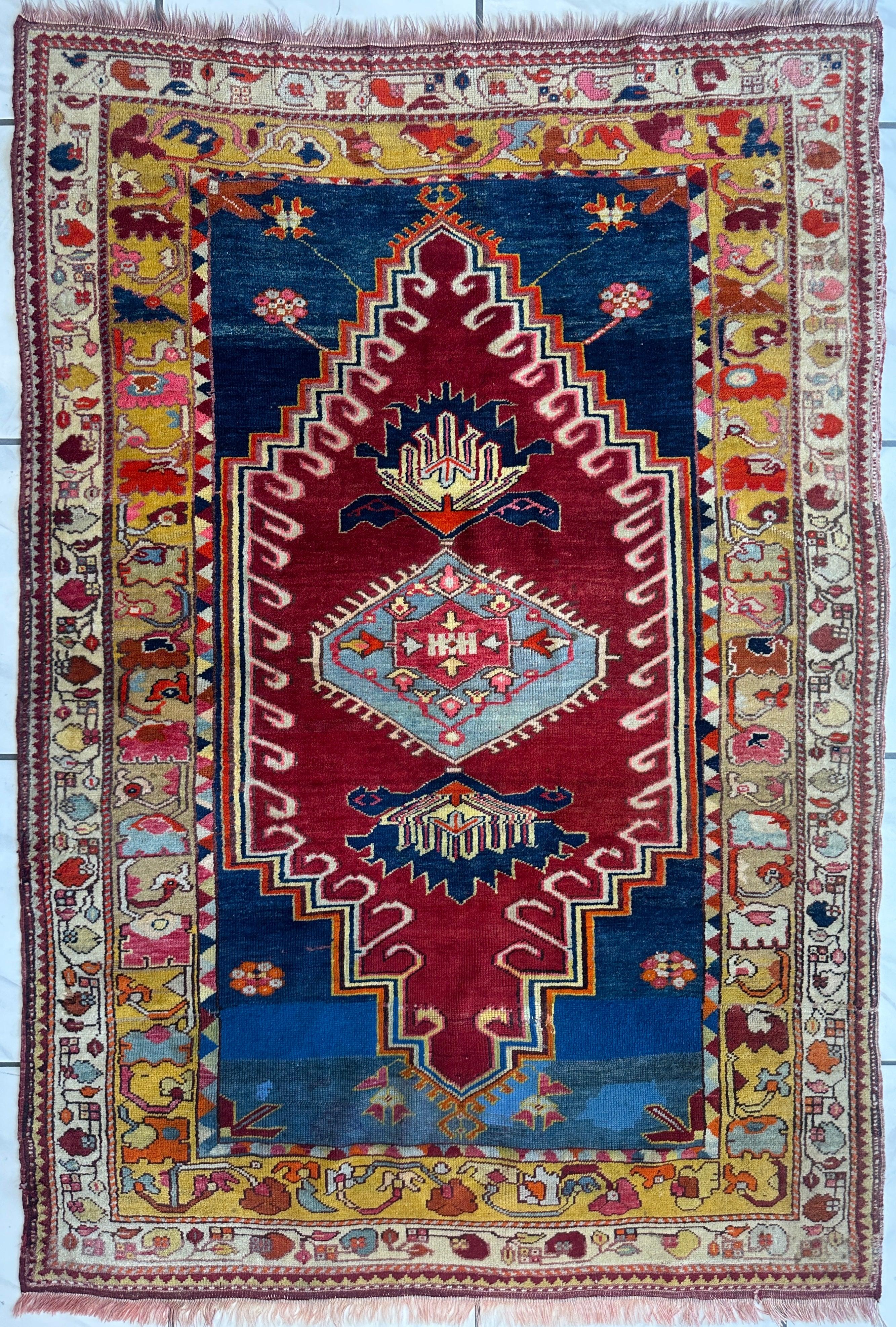 Antique Turkish Milas Rug — Pre-1900 | 4'3" x 5'11"