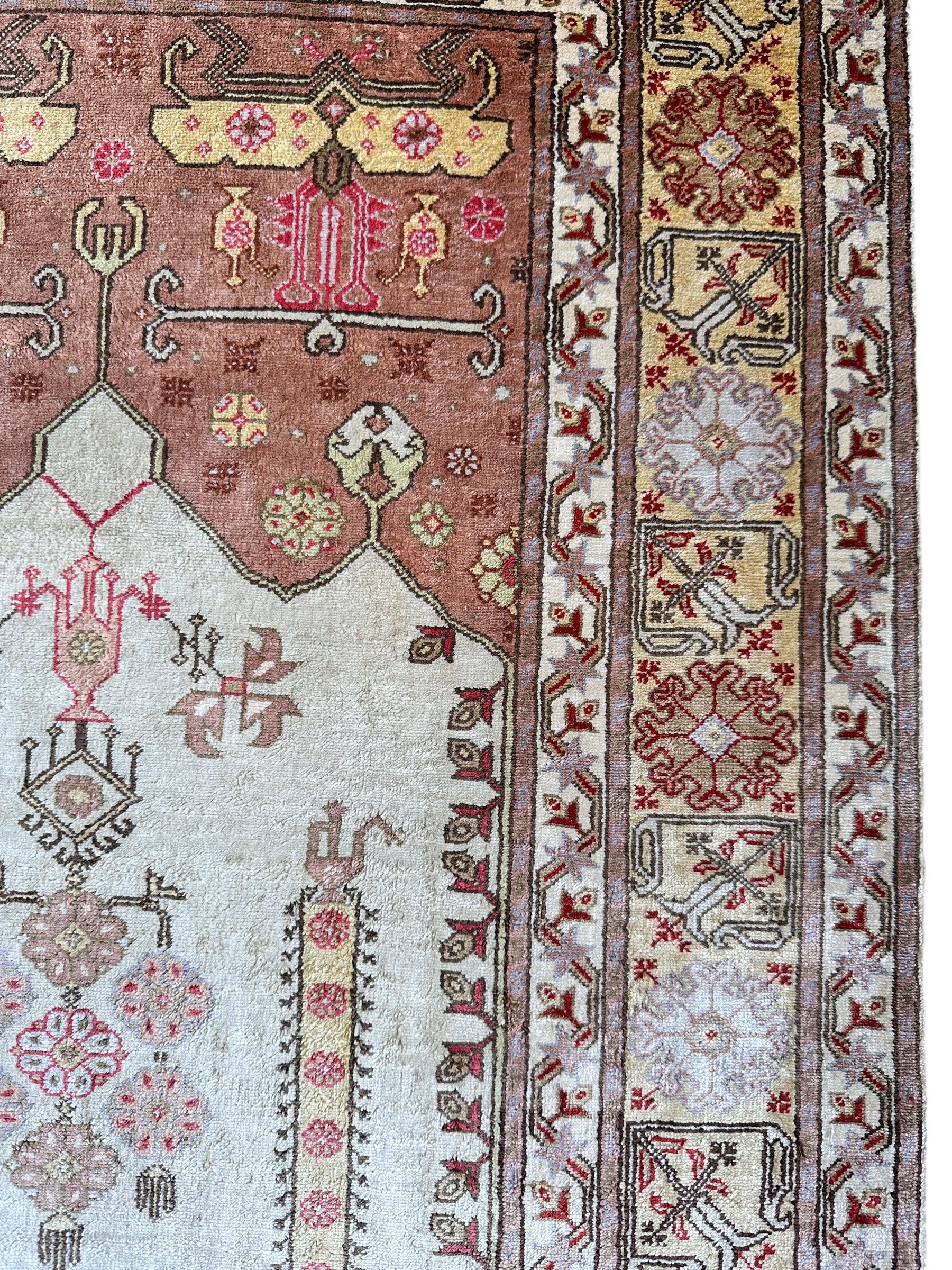 Vintage Turkish Kayseri Silk Rug — 1980s | 2'2" x 3'