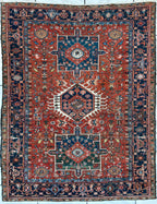Antique Persian Heriz Carpet, Karaja Style — 1900s | 4'9" x 6'