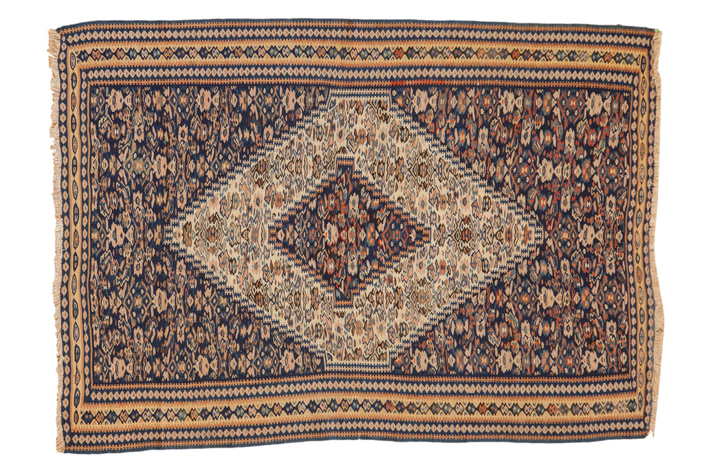 Antique Persian Senneh Kilim — 1920s | 3'8" x 5'1"