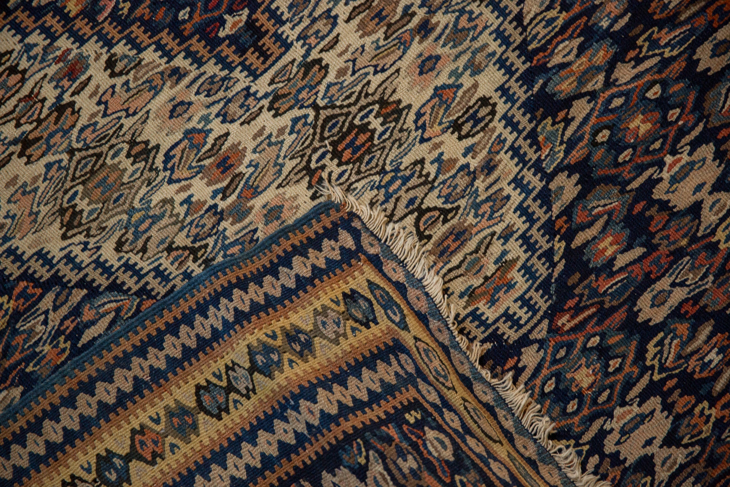 Antique Persian Senneh Kilim — 1920s | 3'8" x 5'1"