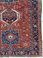 Antique Persian Heriz Carpet, Karaja Style — 1900s | 4'9" x 6'