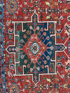 Antique Persian Heriz Carpet, Karaja Style — 1900s | 4'9" x 6'
