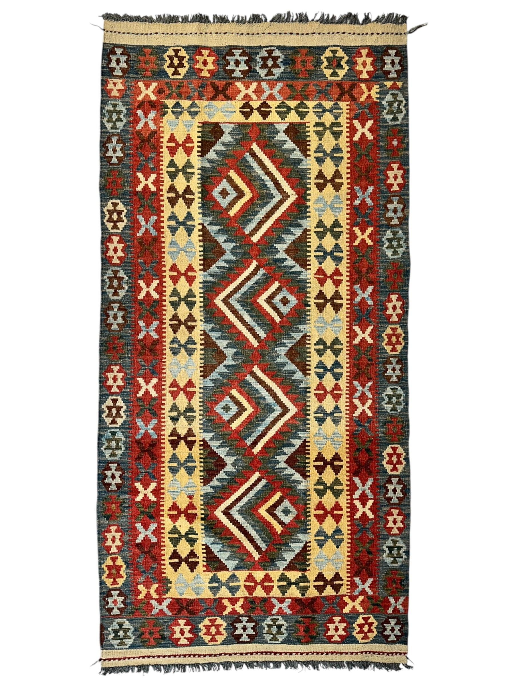 New Afghan Kilim Runner — 3'3" x 6'7"
