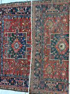 Antique Persian Heriz Carpet, Karaja Style — 1900s | 4'9" x 6'