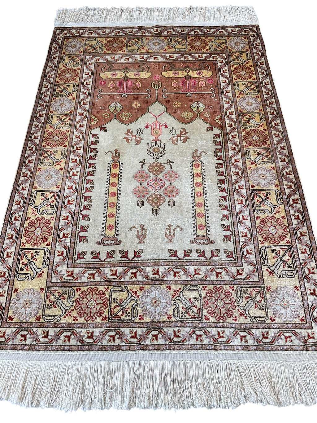 Vintage Turkish Kayseri Silk Rug — 1980s | 2'2" x 3'