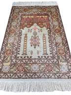 Vintage Turkish Kayseri Silk Rug — 1980s | 2'2" x 3'