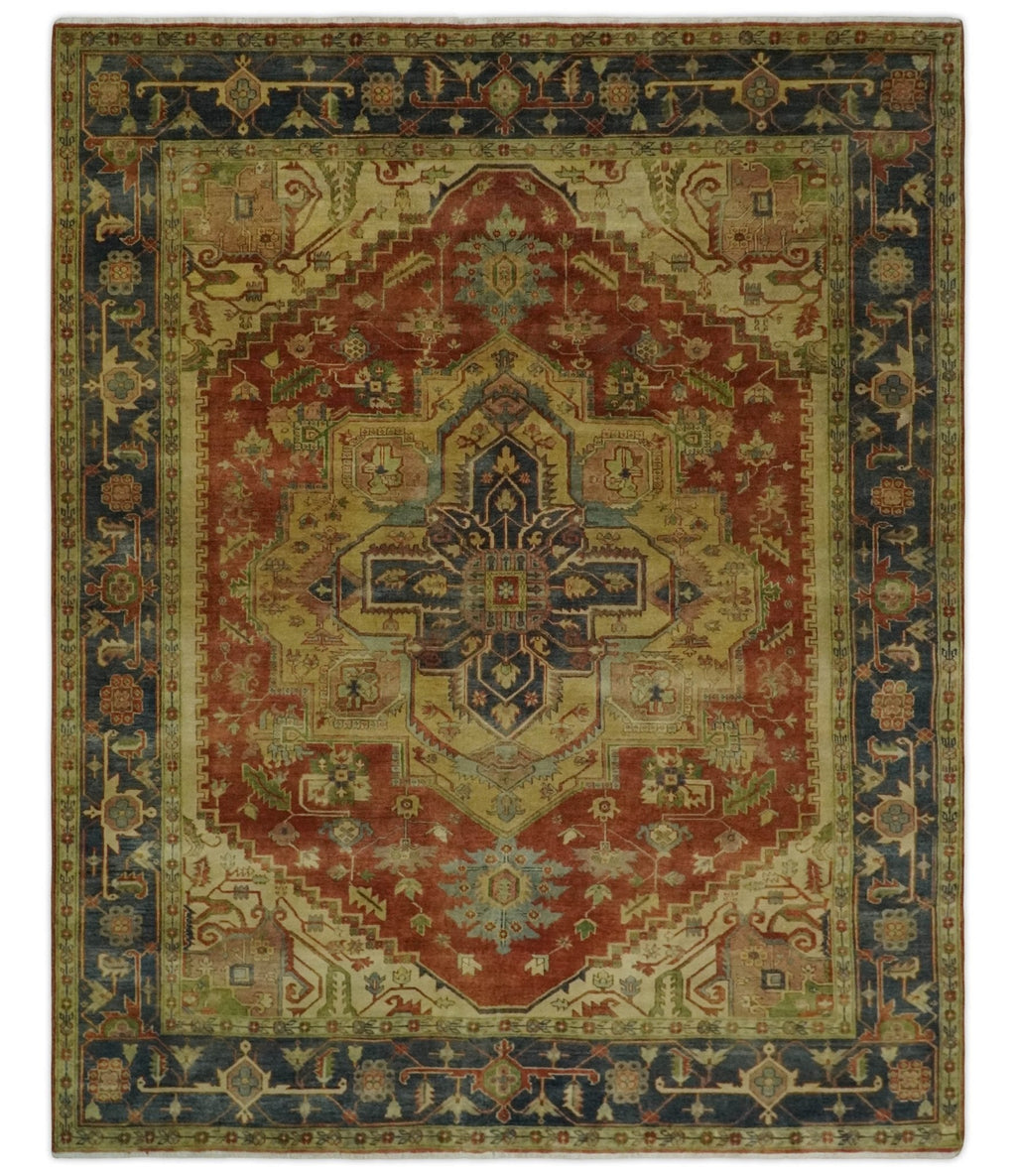 New Indian Heriz Serapi-Style Carpet — Bhadohi | 7'11" x 9'9"