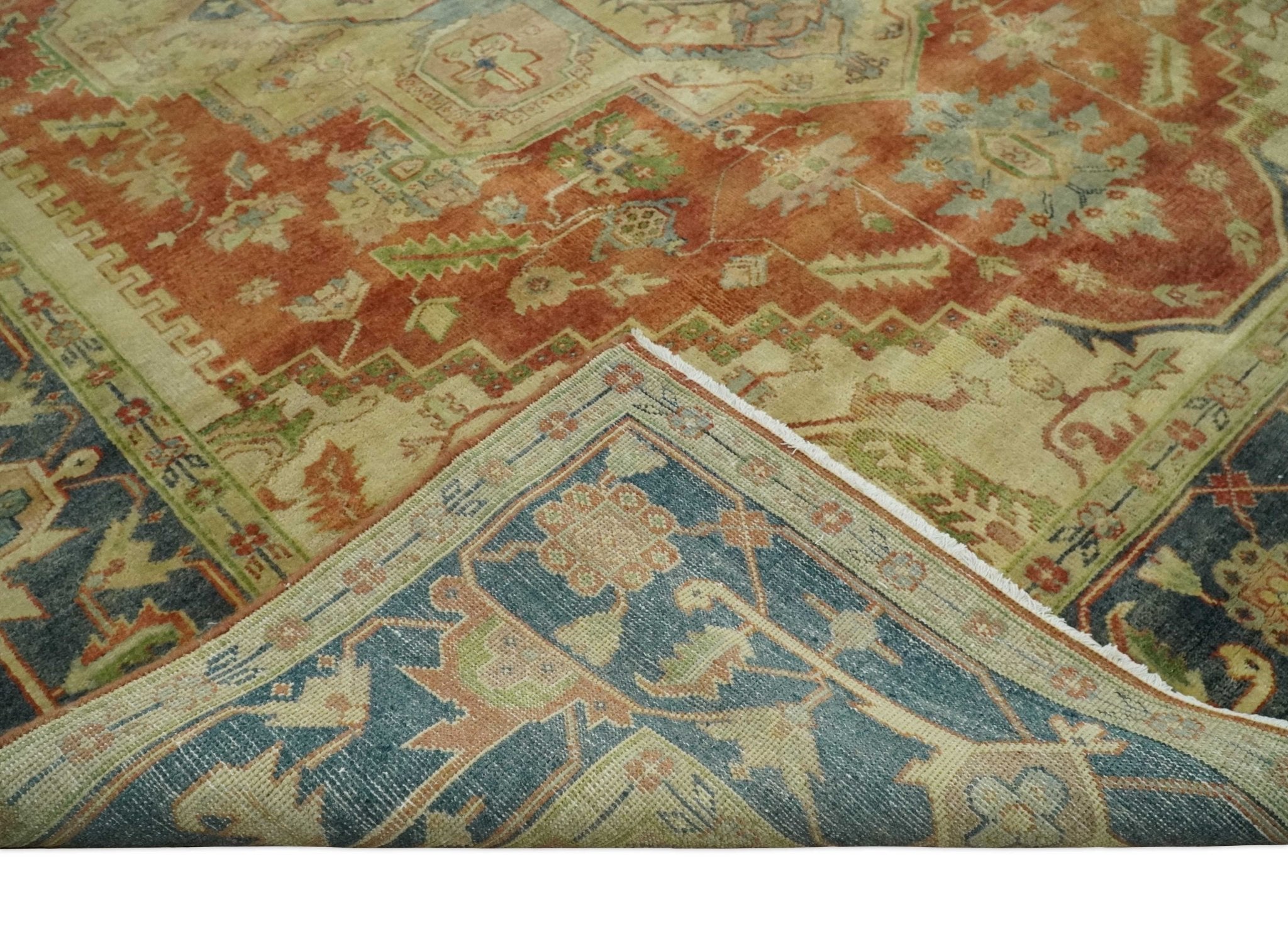 New Indian Heriz Serapi-Style Carpet — Bhadohi | 7'11" x 9'9"