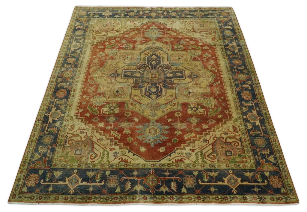 New Indian Heriz Serapi-Style Carpet — Bhadohi | 7'11" x 9'9"