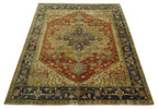 New Indian Heriz Serapi-Style Carpet — Bhadohi | 7'11" x 9'9"