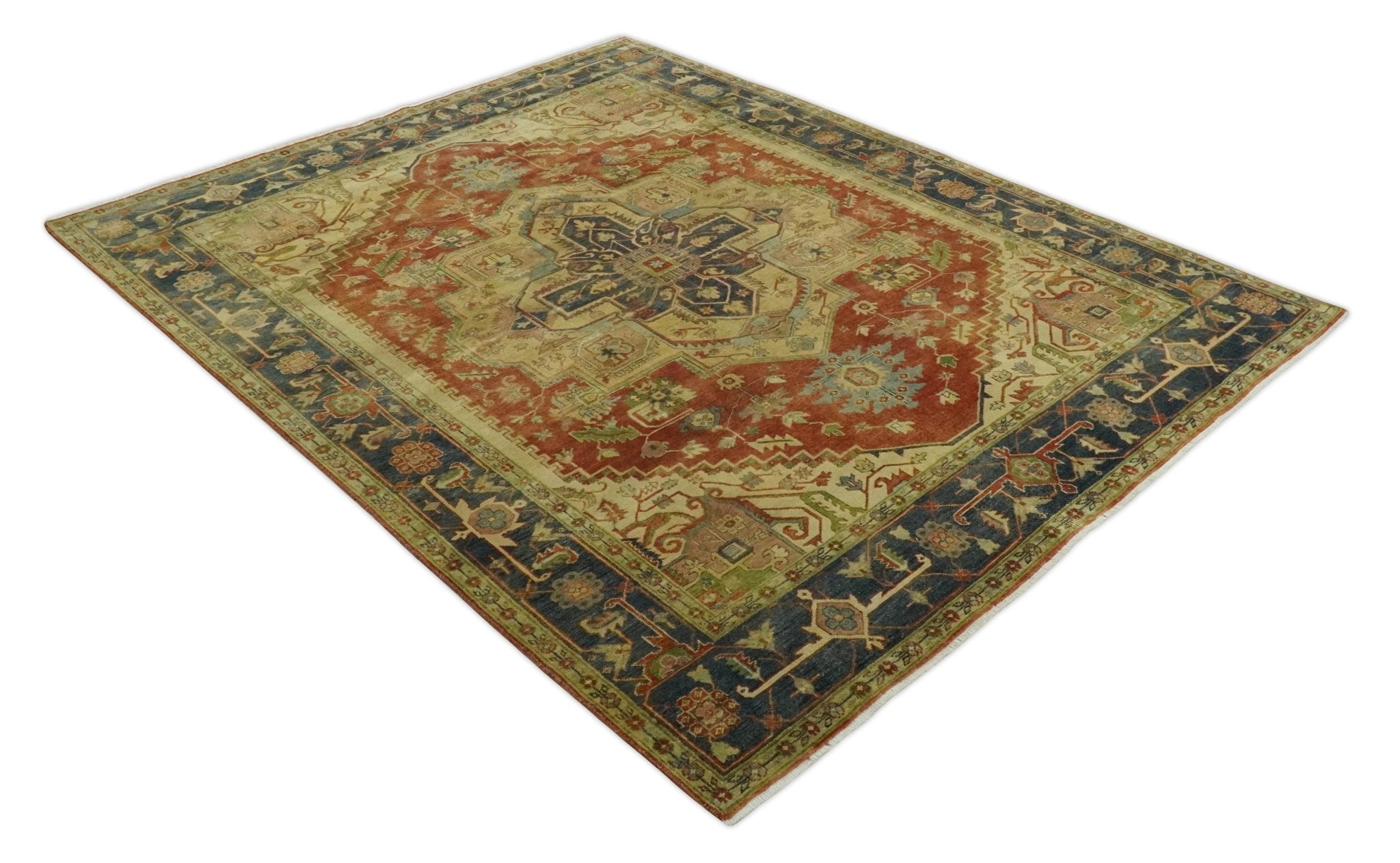 New Indian Heriz Serapi-Style Carpet — Bhadohi | 7'11" x 9'9"