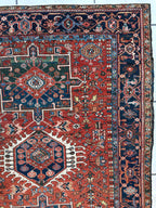 Antique Persian Heriz Carpet, Karaja Style — 1900s | 4'9" x 6'