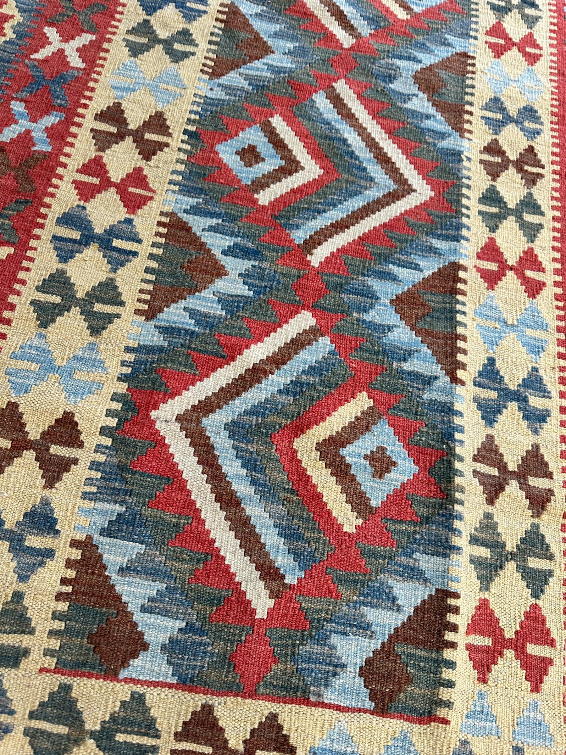 New Afghan Kilim Runner — 3'3" x 6'7"