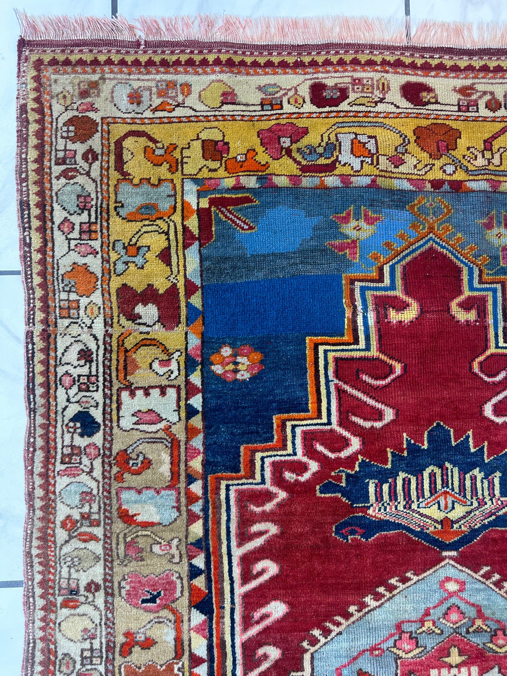 Antique Turkish Milas Rug — Pre-1900 | 4'3" x 5'11"