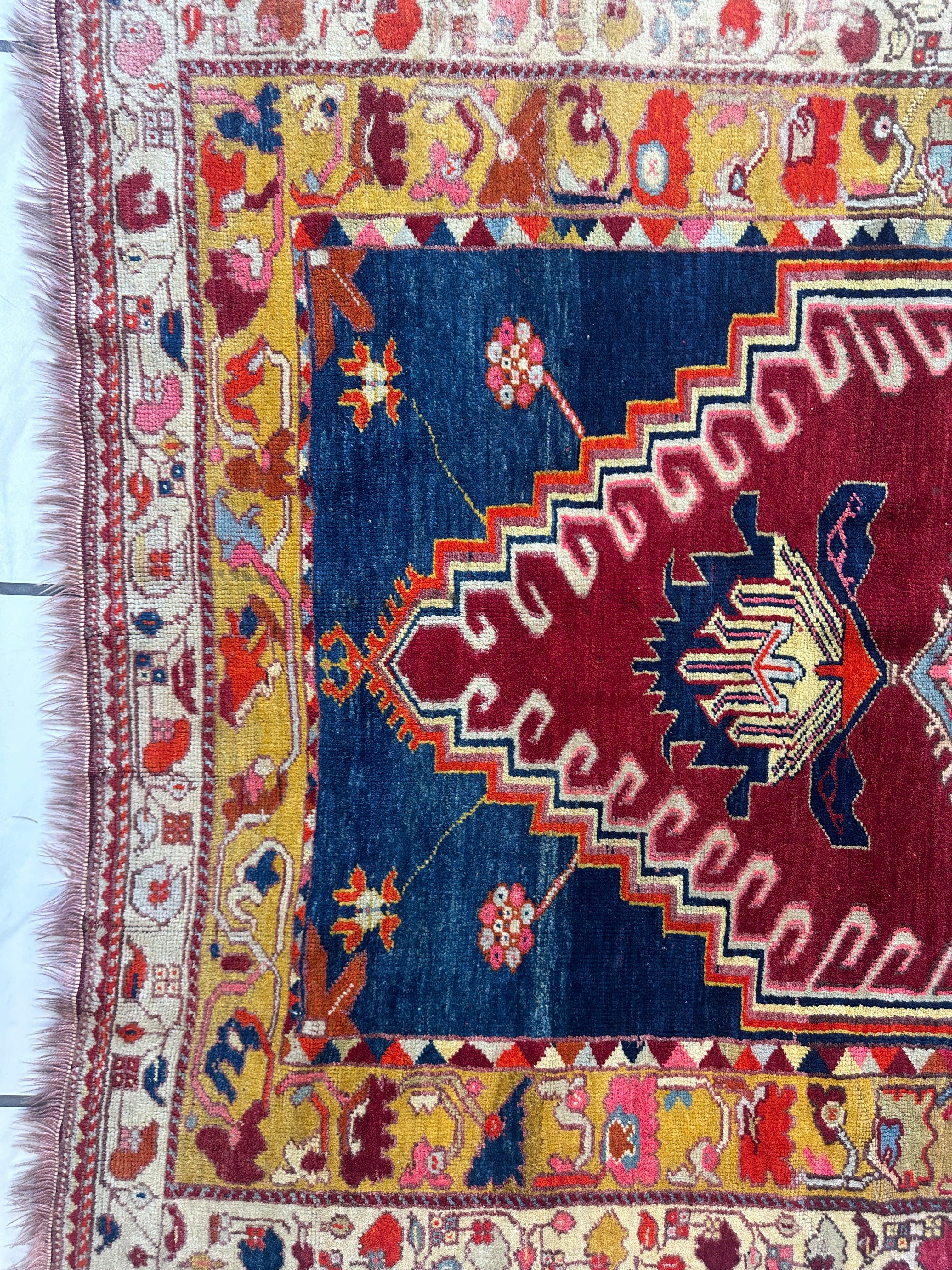 Antique Turkish Milas Rug — Pre-1900 | 4'3" x 5'11"