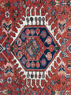Antique Persian Heriz Carpet, Karaja Style — 1900s | 4'9" x 6'