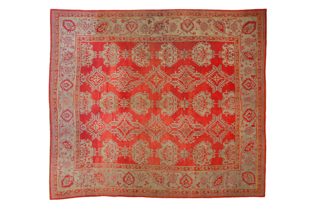 Antique Turkish Oushak Carpet — 1920s | 13'6" × 15'