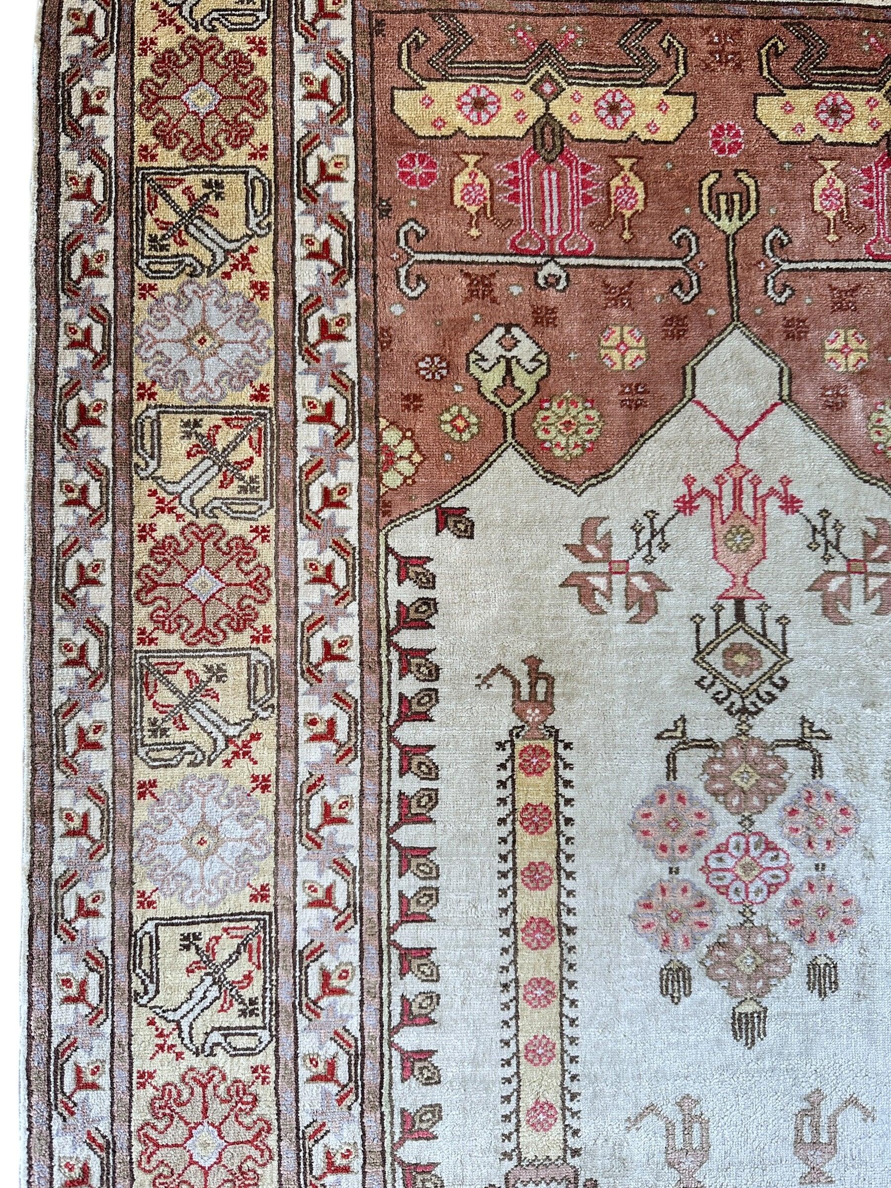 Vintage Turkish Kayseri Silk Rug — 1980s | 2'2" x 3'