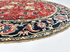 New Afghan Heriz-Style Round Rug — 7' Round