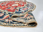 New Afghan Heriz-Style Round Rug — 7' Round