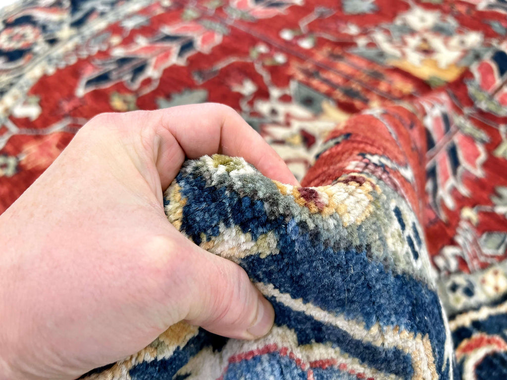 New Afghan Heriz-Style Round Rug — 7' Round