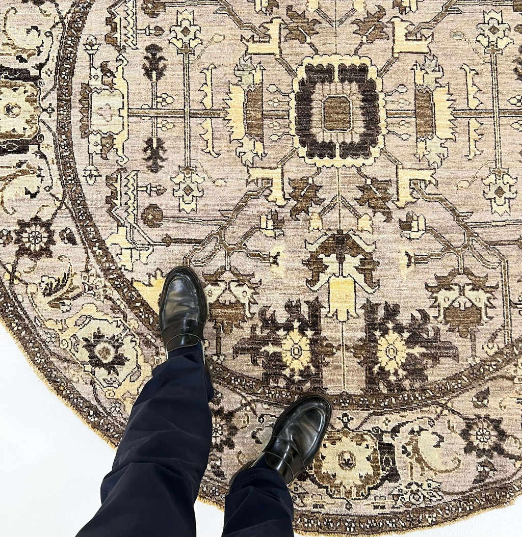 New Afghan Heriz Design Round Rug — 6' Round