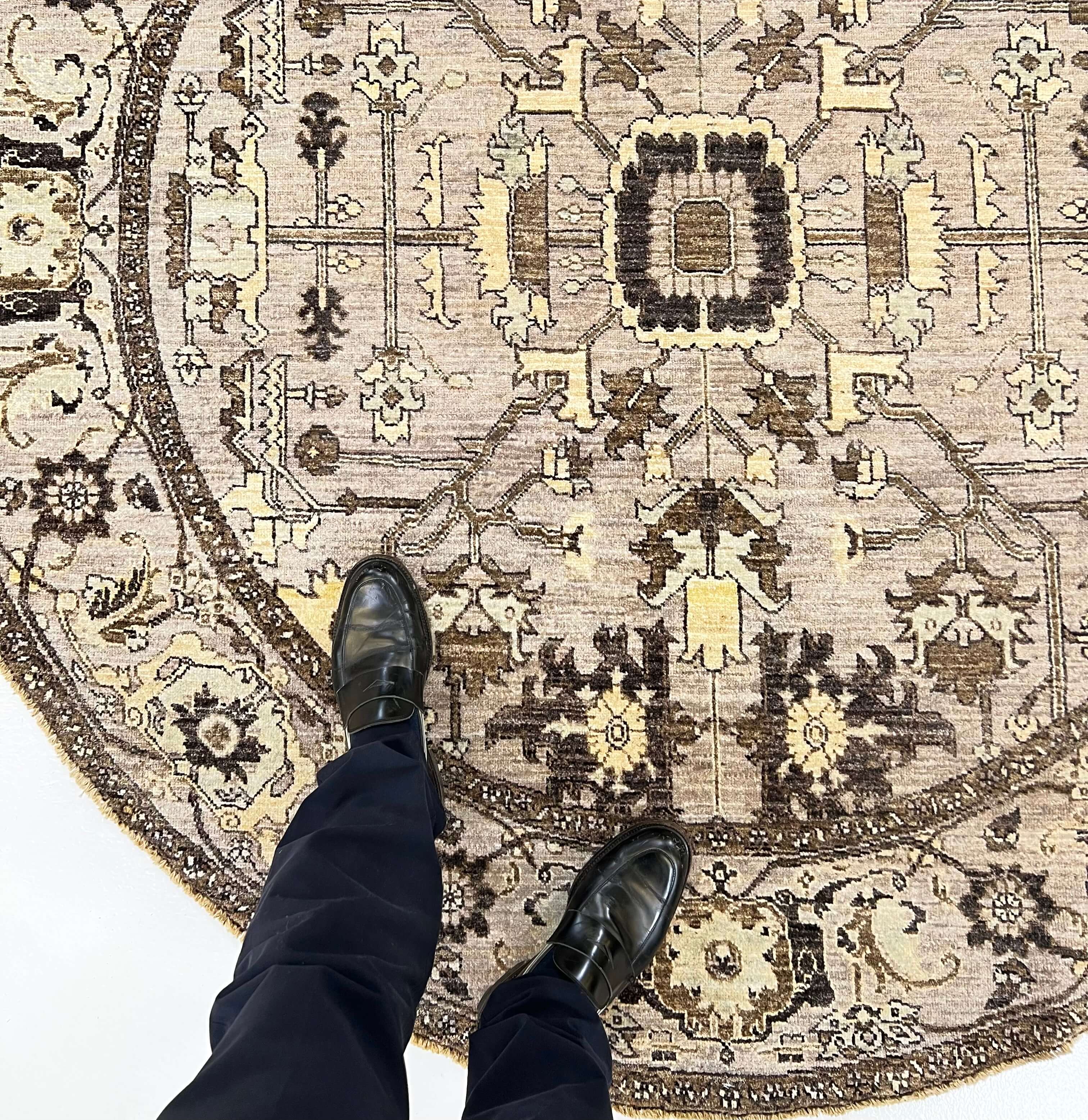 New Afghan Heriz Design Round Rug — 6' Round