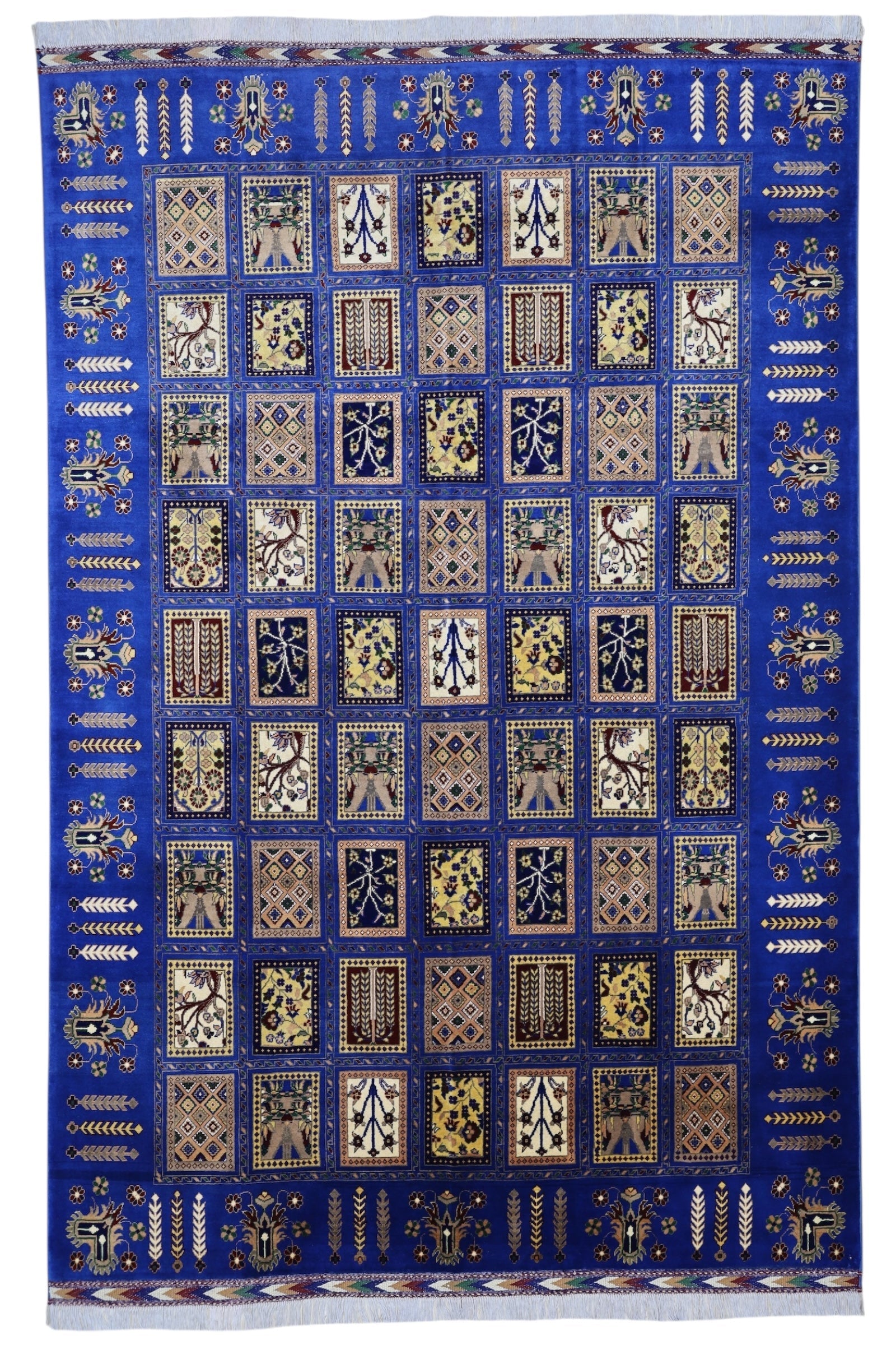 New Afghan Bakhtiari-Style Carpet — 6'7" x 9'9"