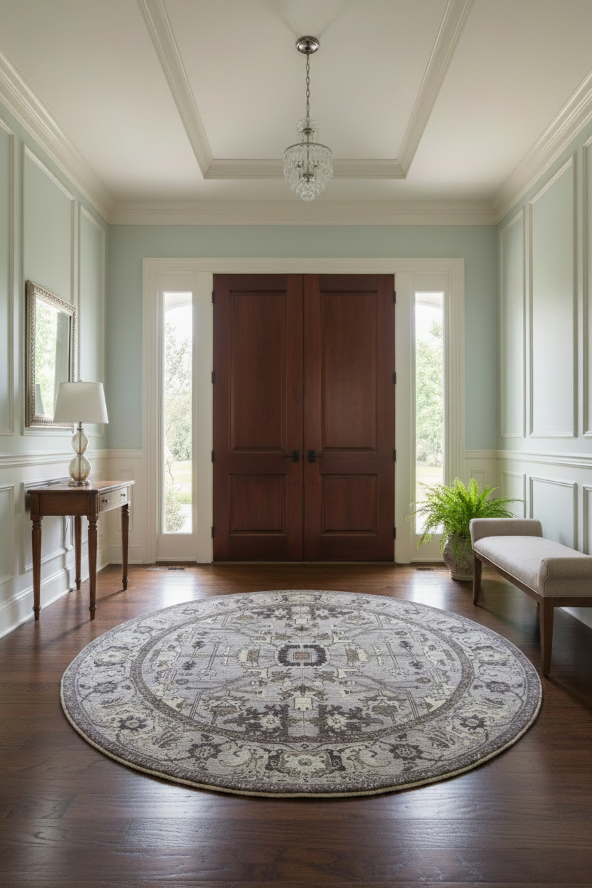 New Afghan Heriz Design Round Rug — 6' Round