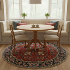 New Afghan Heriz-Style Round Rug — 7' Round