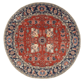 New Afghan Heriz-Style Round Rug — 7' Round