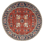New Afghan Heriz-Style Round Rug — 7' Round