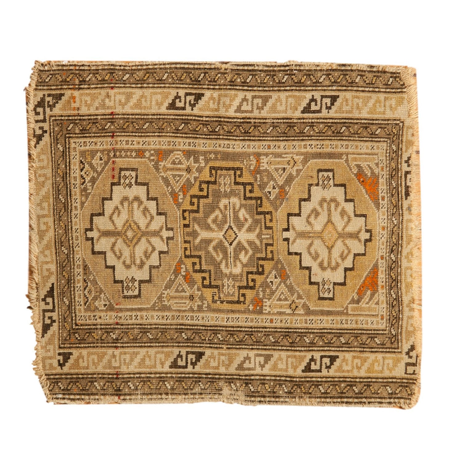 Antique Caucasian Square Rug Mat — 1910s | 2' x 2'4"