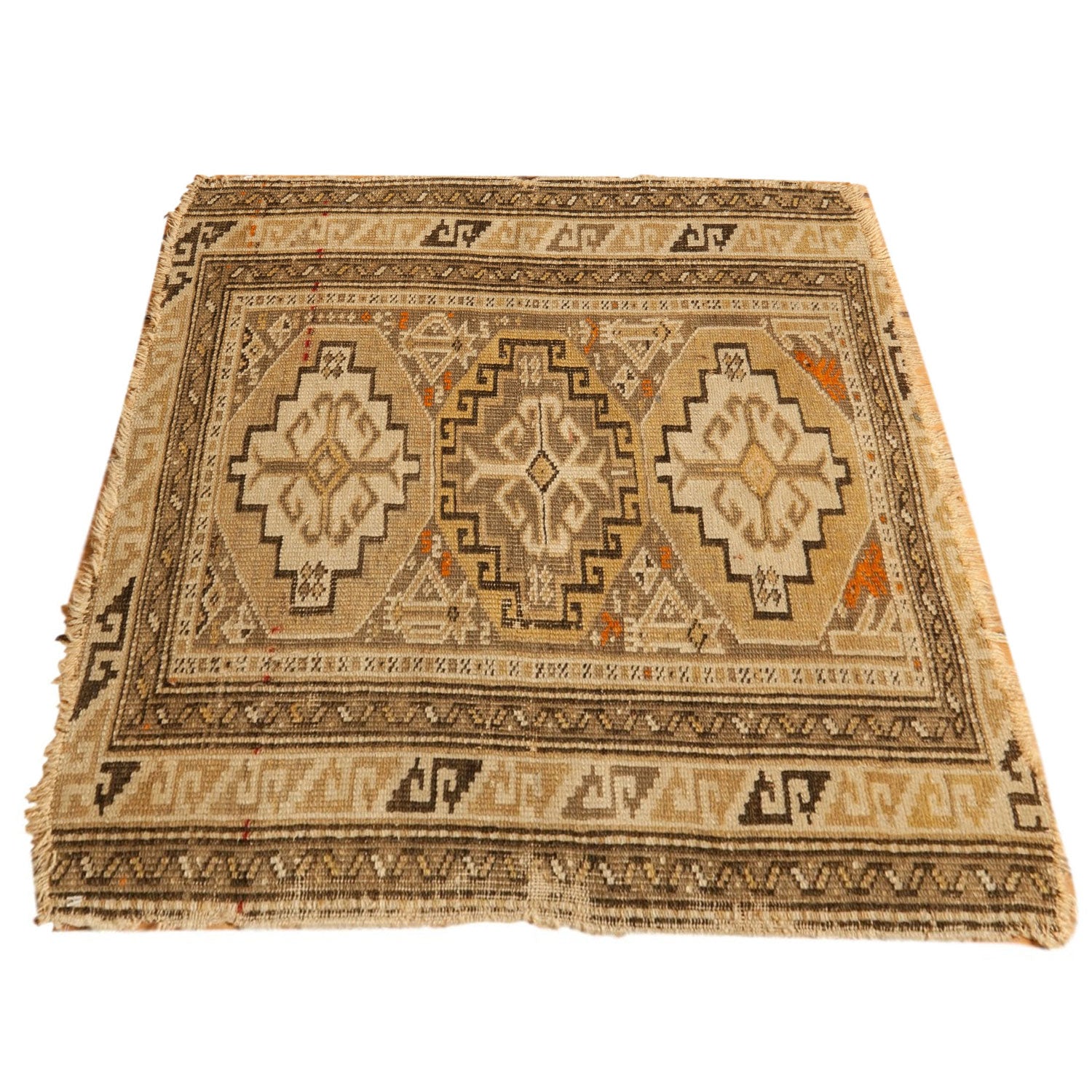 Antique Caucasian Square Rug Mat — 1910s | 2' x 2'4"