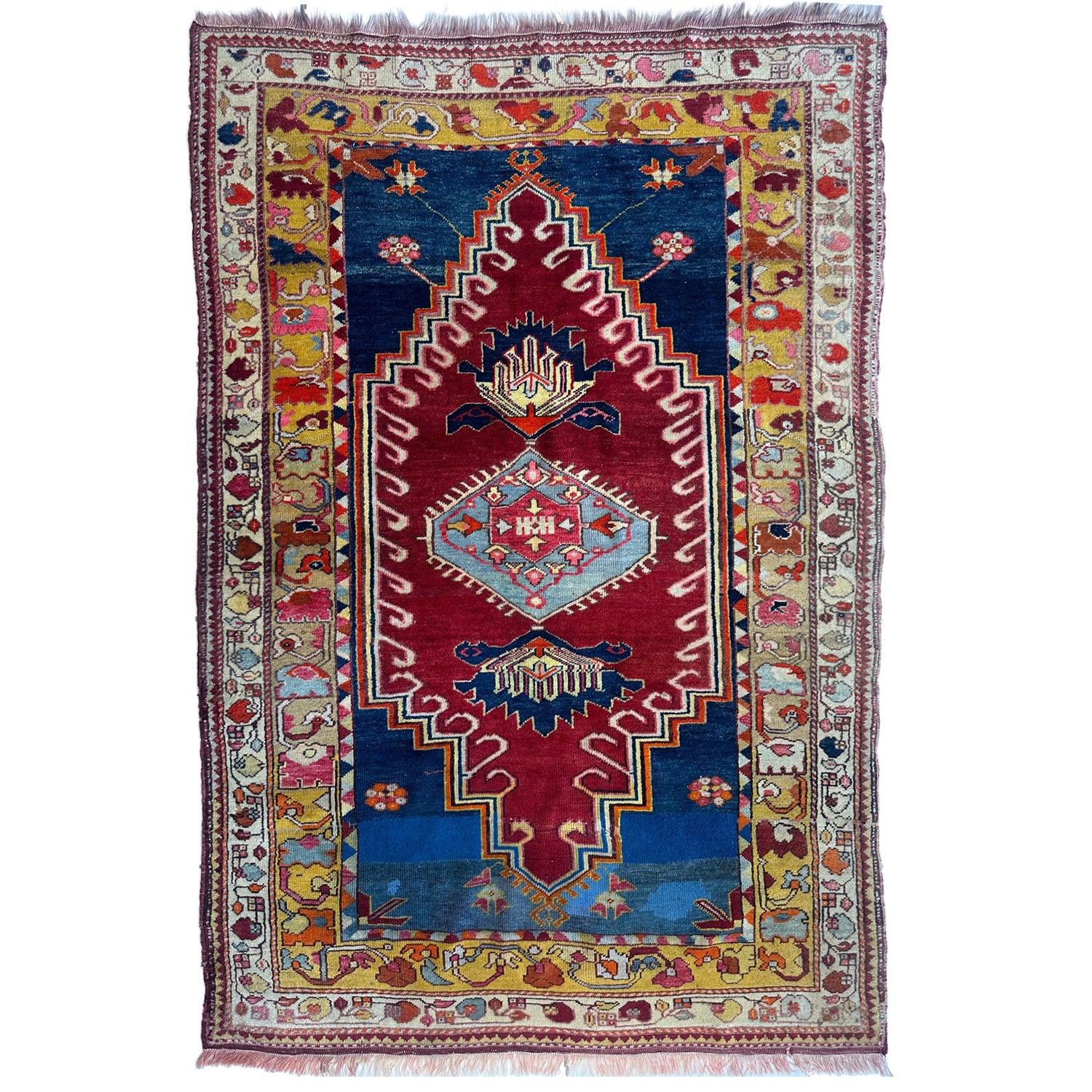Antique Turkish Milas Rug — Pre-1900 | 4'3" x 5'11"