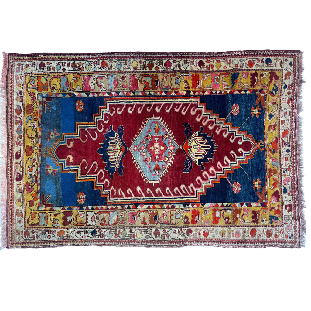 Antique Turkish Milas Rug — Pre-1900 | 4'3" x 5'11"