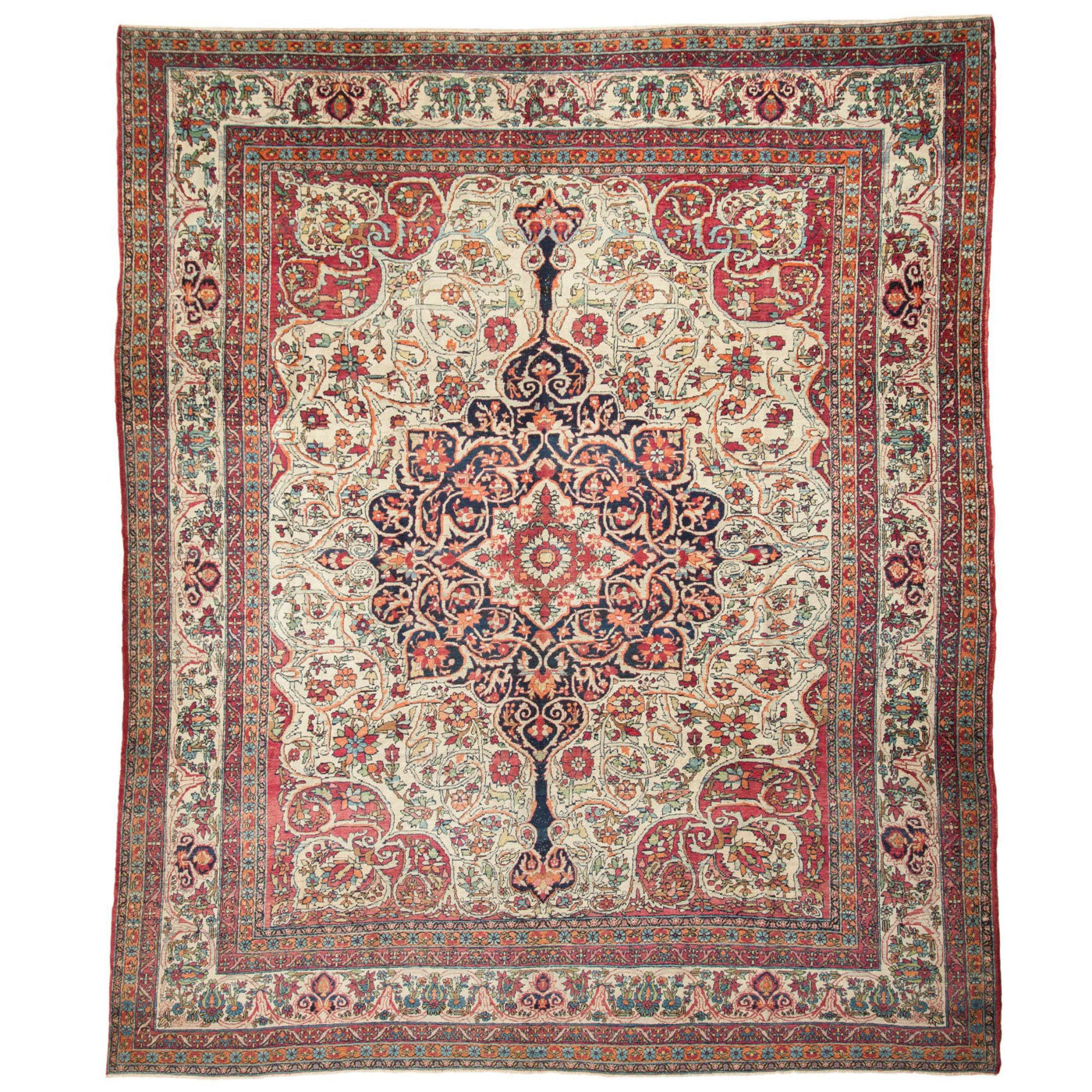 Antique Persian Kerman Carpet (1895–1910) – Hand-Knotted Wool 9x10