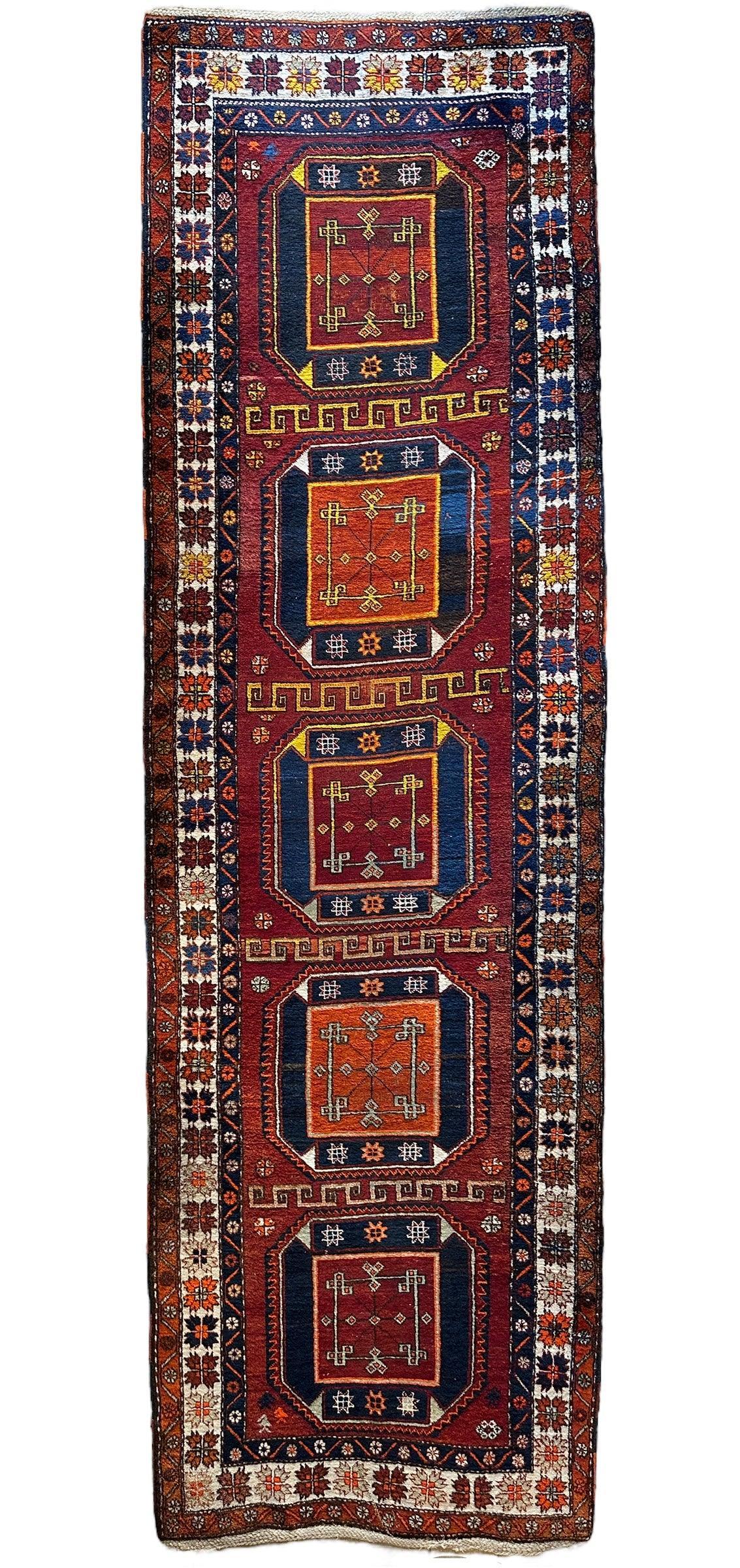 Antique Kurdish Kazak Runner — 1920s | 3'8" x 12'3"
